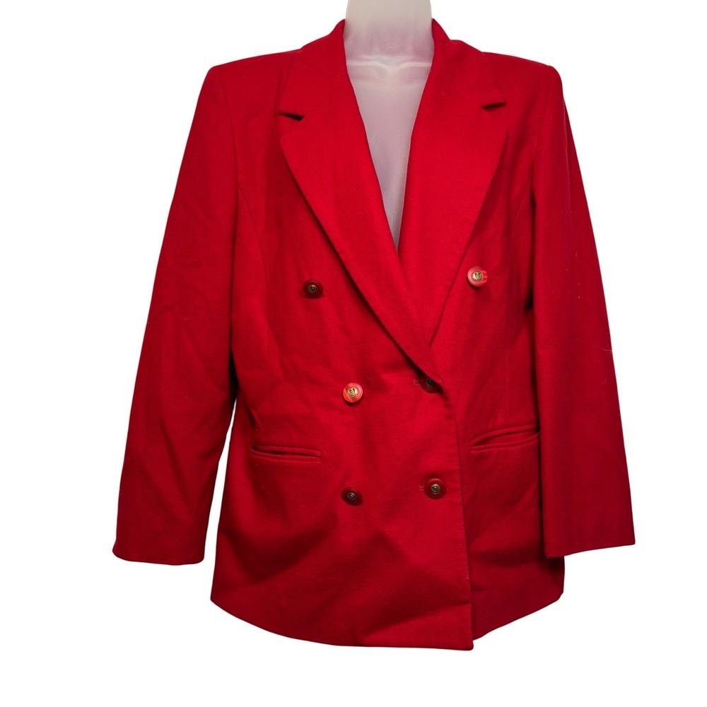 Pendleton Classic Red Virgin Wool Double Breasted Blazer Jacket USA Size 10